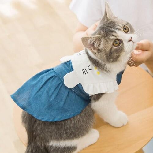 Spring Summer Rabbit Print Dog Clothes Cute Cartoon Animal Clothing for Dogs Jean Dresses Small Super Pet Outfits