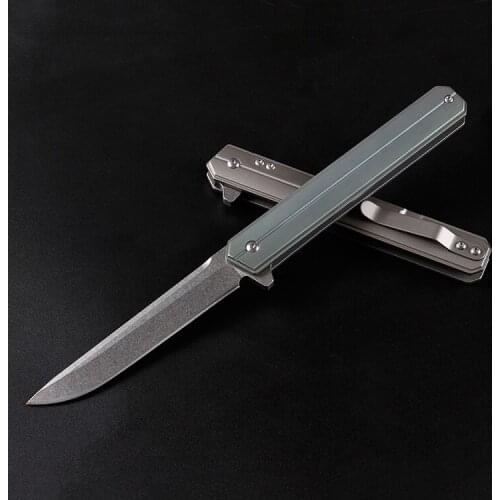 2 Handle Styles Flipper Folding Knife D2 Drop Point Stone Wash Blade TC4 Titanium Alloy Handle
