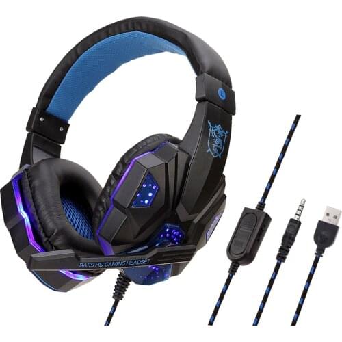 LED Light Gaming Headphone Wired Headphones With Mic For Mobile Phone Deep Bass Earphone Game Player for XBox PS4 PC Laptop