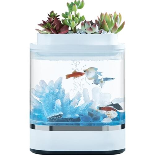 Xiaomi mijia Mini Lazy Fish Tank USB Charging Self-cleaning Aquarium with 7 Colors LED Light Home office Aquarium creative