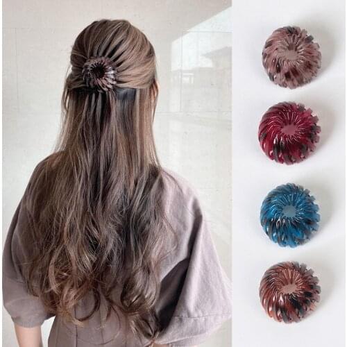 Fashion Women Crystal Hair Claw Horsetail Buckle Hair Clip Bird Nest Expanding Hair Accessories Female Ponytail Headwear