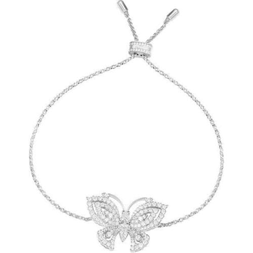 SLJELY Luxury Brand 925 Sterling Silver Butterfly Bracelet with AAA Zircon CZ stones Adjustable Chain Women Party Jewelry Gift