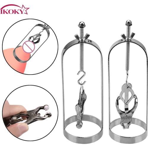 IKOKY 1 Pair Adjustable Metal Nipple Clips Breast massage Bondage Nipple Stimulator Torture Play Clamps Retention Device