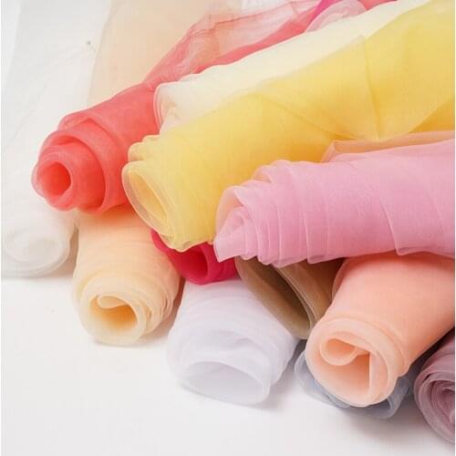 1m/1pcs Organza fabric wedding dress Crystal gauze tulle window veil Christmas birthday party Decoration DIY clothing material