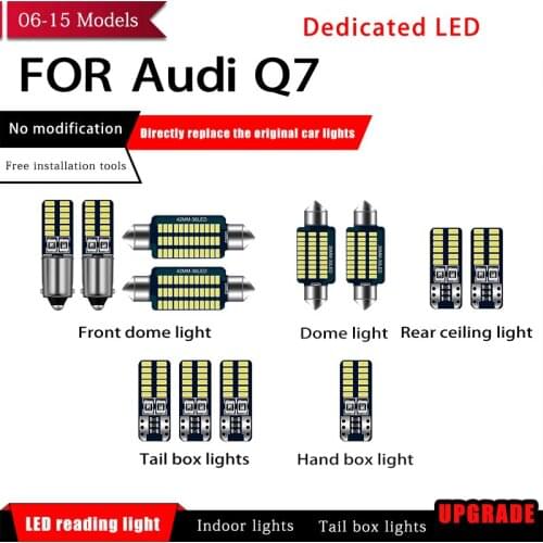 12 Pcs/set Car White Interior Reading LED Light Bulbs Package 36mm 42mm 12V For Audi Q7 2006-2015 Auto Map Dome License Light