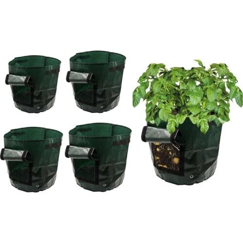 4PC Garden Plant Potato Grow Bags Planter With Flap For Carrot Onion, 1-7 Gallon