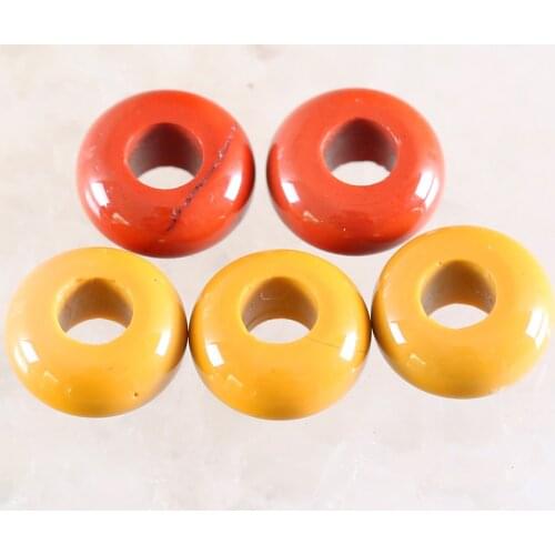 5Pcs Big Hole Beads Natural Stone 14mm Spacer Bead For Jewelry Making Earrings Women Men Ring Gem Egg Yolk stone Bead K1044