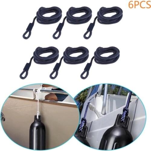 6PCS 6mm*1.5M Boat Fender Line Double Braided Fender Line Marine Mooring Line For Yacht Boat Accessories Marine