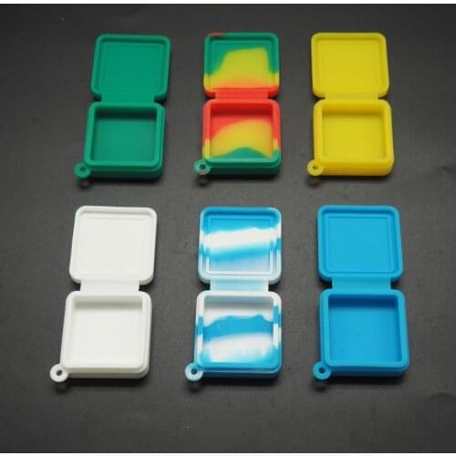 6pcs\lot colorful silicone square box 9ml no stick for wax dab oil silicone jar