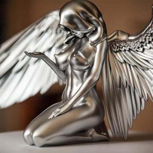 Abstract 3D Resin Sexy Angel Art Sculpture Angel Wings Statue For Living Room Yard Garden Home Decor Statue Craft Artwork Jardin