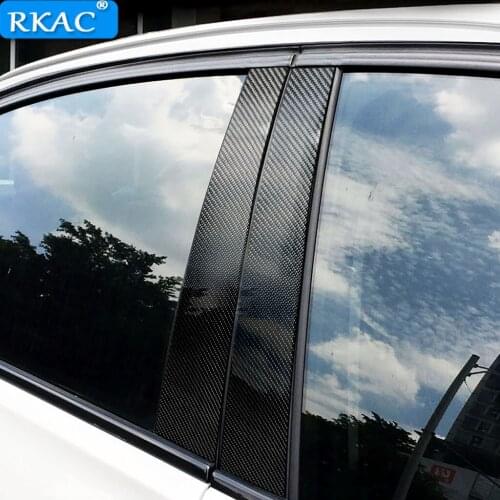 Carbon Fiber Car Window B C Pillars Auto Stickers Trim Covers Car Styling For mercedes w204 C E class GLA GLC Accessories