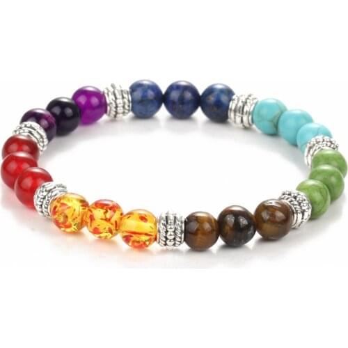 Chakra Bracelet Mens Black Lava Healing Balance Bead Bracelet Aura Buddha Prayer Natural Stone Yoga Bracelet Womens Jewelry