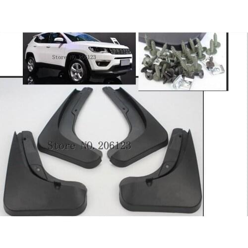 Car Styling for jeep compass 1.4 2017 2018 Accessories Mud Flaps Splash Guards Front Rear Mud Flap Mudguards Fender Black 4pcs