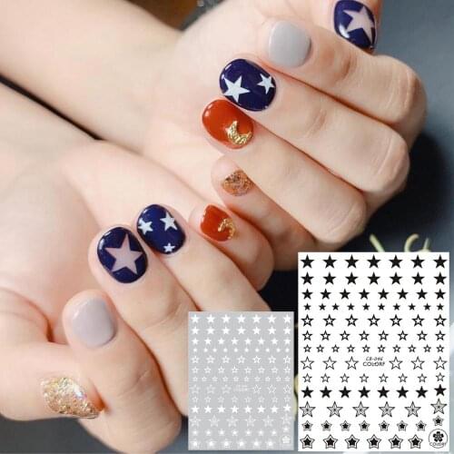 CB series CB-46 STARS Black White Gold Silver letters 3d nail art stickers decal template diy nail tool decorations