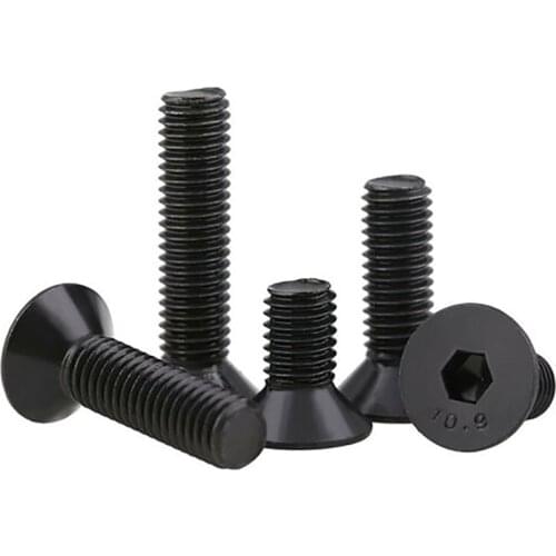 DIN7991 High Tensile Grade 10.9 Carbon Steel Countersunk Head Hex Socket Screws Allen Bolts Surface Blackening M1.6 M2 M2.5 M3