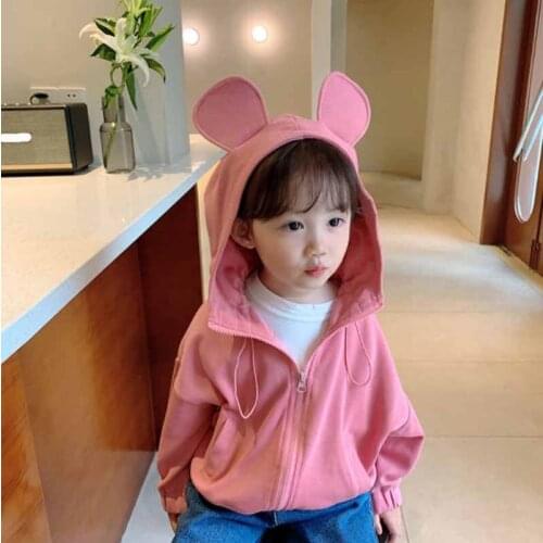 Cultiseed Girls Autumn New Cartoon Ear Hooded Hoodies Coats Tops Children Kids Cute Sweet Long Sleeve Casual Outerwear Jackets