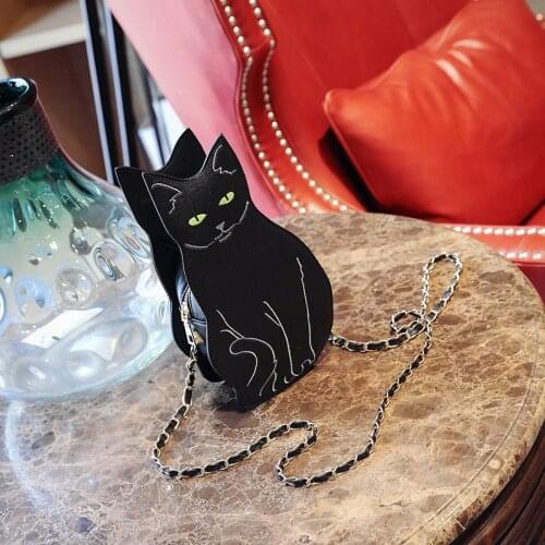 Designer 2021 New Black Cat Bag Women Cute Cartoon Handbag Ladies Fashion Small Crossbody Bag