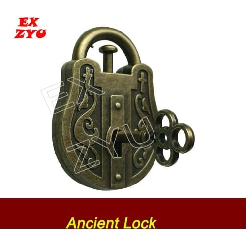 EXZYU Ancient Magic Lock Prop Real Life Escape Room Get the key and try many times to open lock Chamber Room