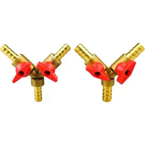 Y Type Equal Hose Barb Tee Brass Coal Liquid Gas Ball Valve Plumbing with plastic handle fit for 10 mm I/D hose