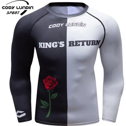 Hot Sale Mens Compress Winter Full Printing Fitness Mens Long Sleeves Rash Guard Fashion Gym T Shirt