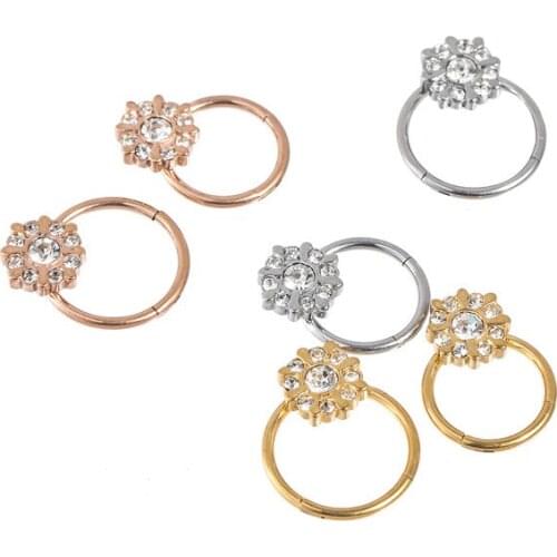 Clicker Hoop Ring Nose Septum Labret Ear Tragus Cartilage Daith Helix Earring StudStainless Steel Body Piercing Jewelry 1.2mm