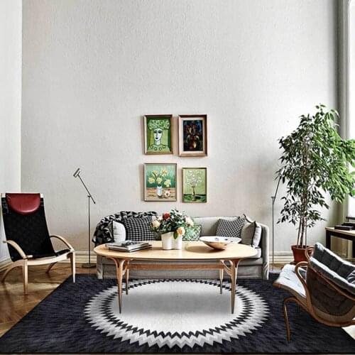 Carpets For Modern Living Room Black White Gray Geometric Diamond Pattern Rectangle Big Rug For Bedroom Kitchen Home Decoration