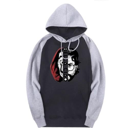 La casa de papel Solid Sweatshirt Man Raglan Hooded Casual 2020 Tracksuits Brand Harajuku Hoodies Male Outdoor Moleton Masculino