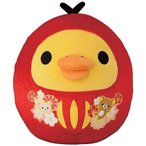 Cute Rilakkuma Happiness Daruma New Year Good Luck Mochi Red Kiiroitori Chick Plush Stuffed Toy Doll Kids Children Gifts 25*23cm