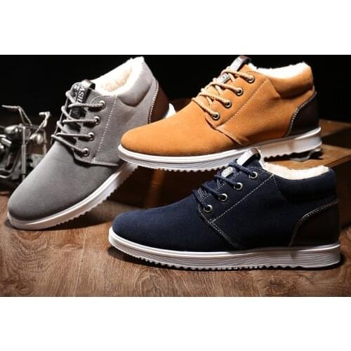 2019Hot Men Casual Shoes Plus Wool Winter Warm boots Mens Fleeces Shoes Lace Up Leisure Anti Slippery Flats Shoes Male Sneakers