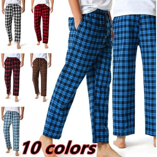 Men pants casual joggers plaid 2021 New Mens Cotton Super Soft Flannel Plaid Pajama Pants Yoga Pants Home Pants Trousers