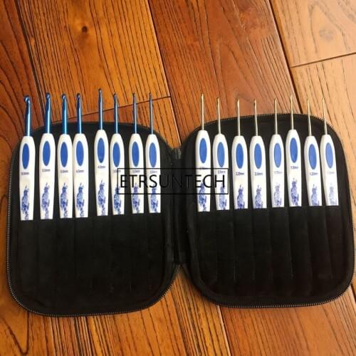 Classical Style Crochet Hook Set 16pcs Mix Sizes 1.0-6.0mm Aluminum Crochet Needles With Case Sweater Weave Knitting Tools