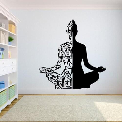 Lotus Pose Silhouette Wall sticker Yoga GYM vinyl wall glass decals waterproof removeable Interior decoration PVC stickers G776