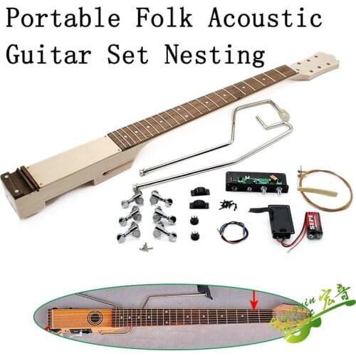 Folk mute portable folding acoustic guitar travel DIY combination set beginner practice business trip maple rosewood