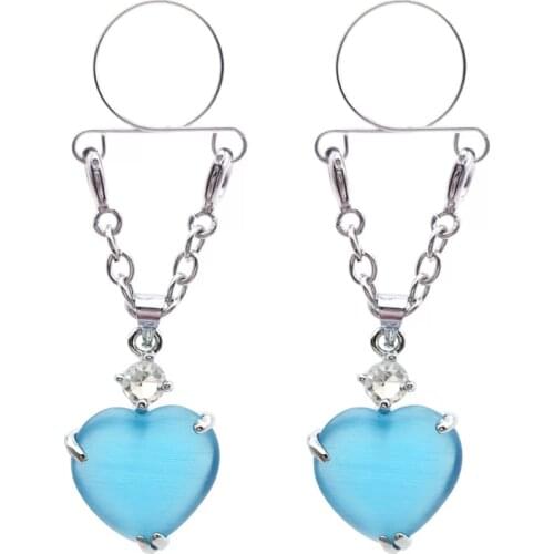 New Sexy Fashion Crystal Non pierced Clip On Nipple Rings Women Nipple Heart Fake Nipple Dangle Adjustable Body Jewelry Gifts
