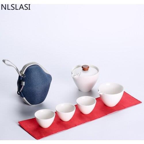 New Style Ceramic Tea Set Car Tea Set Travel Convenience Tea set Tea Set Dahongpao Teapot Office Household Drinking Set WSHYUFEI