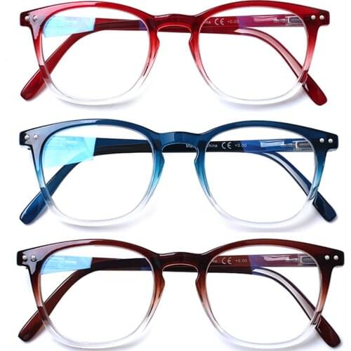 3 Pack Reading Glasses Round Frame Spring Hinge Readers for Women and Men Stylish Eyewear