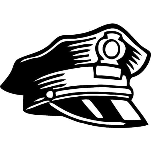 Personality Police Cap Creative Sticker High Quality Car Sticker Decoration Personality PVC Anti-UV Waterproof Decal Black/white
