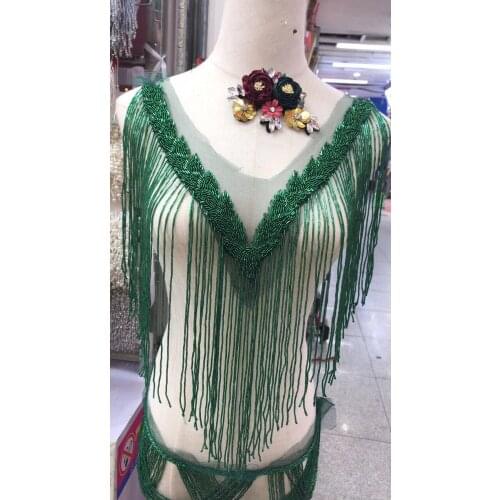 Fully Handmade Beaded Fringe, lace trim pearl ribbon beaded fringe trim lace trim for wedding bridal gown dress/party SGTM87