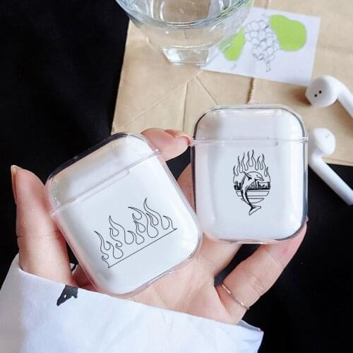 Clear Earphone Charging Box Cover Bag For Silicon Apple AirPods 1/2Wireless Soft Headset Protective Case Flame Blaze Power Torch