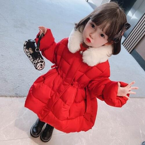 Puffy Down Parkas for Girls Thicken Christmas Snow coat Children New Year Outerwear Girls Warm Long Jacket Coat Baby Clothing
