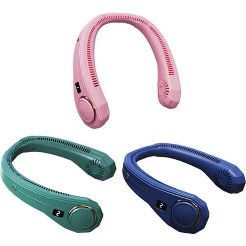Handheld USB Fan Hanging Neck Fan Rechargeable Heaphone-shaped Portable Personal Fan 4000mAh Rechargeable 12 hs Run Time 19QE