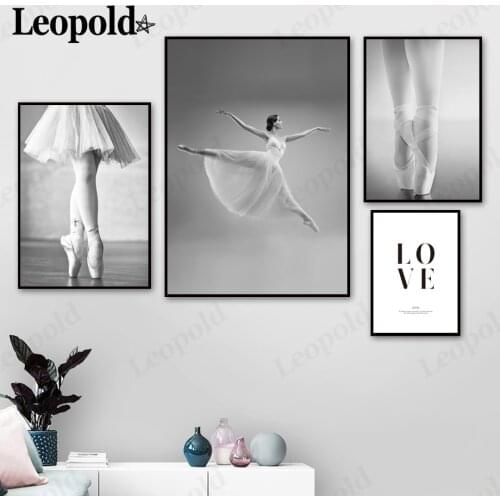 Modern Black and White Ballet Girl Canvas Painting Skirt Leg Poster Wall Art Nordic Home Living Room Decoration Accessories