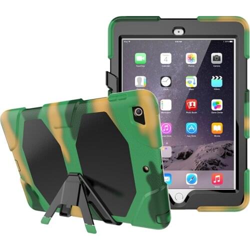 Heavy Duty Shockproof Silicone Hybrid Case Cover with Kickstand for New iPad 9.7 (2017 2018 Released) Tablet Universal + Stylus