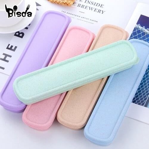 Colorful Wheat Storage Box Flatware Cutlery Holder Chopsticks Drinking Straws Boxes School Travel Outdoor Utensils Reusable Case