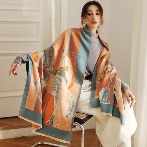 2021 Winter Cashmere Scarf Women Design Print Pashmina Shawls Wram Neck Wrap Female Thick Blanket Soft Bufanda Stoles