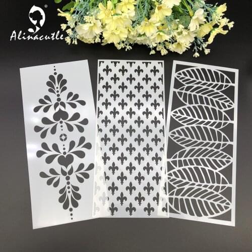 3pc Slimline Stencils Painting Templates for Scrapbook Cookie Tile Furniture Wall Floor Decor Craft Draw Tracing Alinacutle