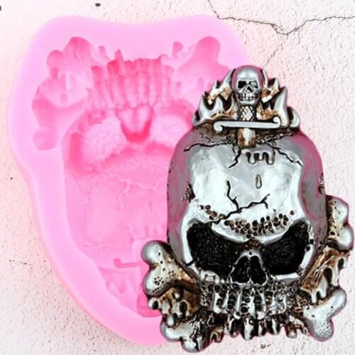 3D Cross Skeleton Skull Silicone Molds Halloween Cake Decorating Tools Fondant Mold Candy Polymer Clay Chocolate Gumpaste Moulds