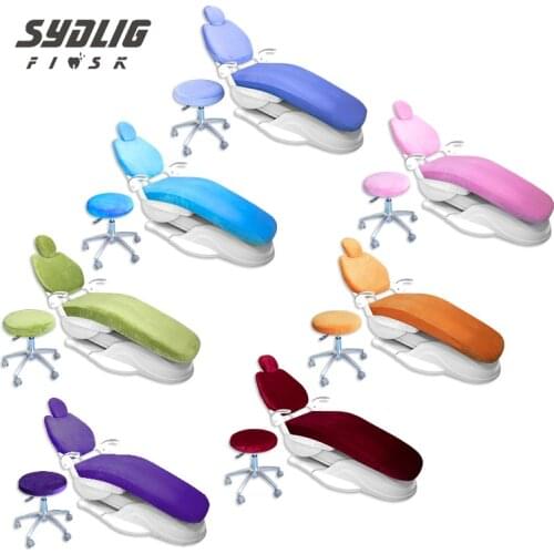 4pcs/set Washable Dustproof Dental Chair Seat Cover Elastic Fabric Dental Chair Cover Dentist Stool Pillow Cover Protector