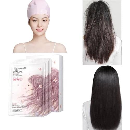 Steam Hair Mask Cap Baked Oil Conditioner Smoothing SPA Free Steam Repairs Hair Mask Keratin Hair Care 5 Pcs Disposable
