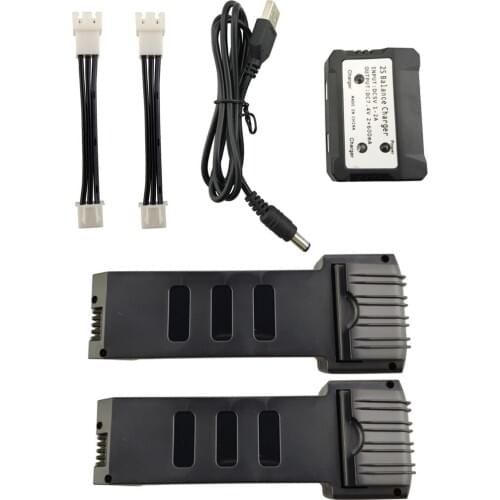 7.4V 1200mAh Battery *2PCS and 2 In 1 Balance Charger For E511 E511s RC Quadcopter Spare Parts